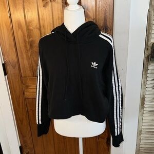 Adidas black-and-white cropped drawstring hoodie size M